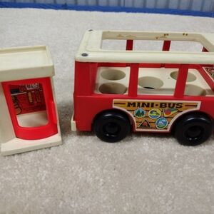 Fisher-Price Red and Cream Mini Bus Toy